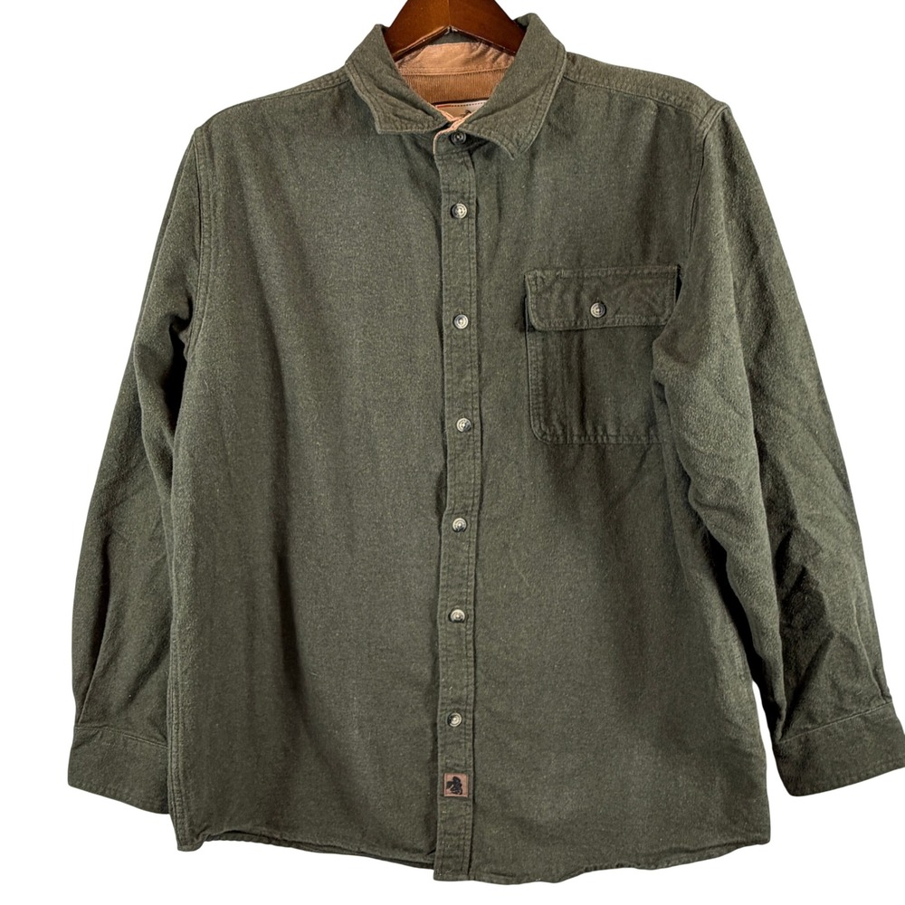 Legendary Whitetails Buck Camp Olive Green Flannel Shirt Mens Large Button Down